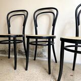Set of 4 bistro chairs in black arched beech and canning