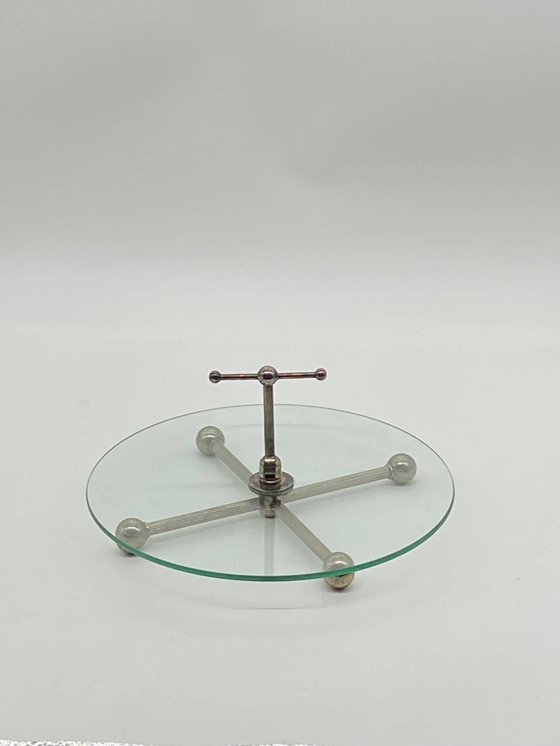 Vintage glass and silver metal presentation / service tray