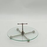 Vintage glass and silver metal presentation / service tray