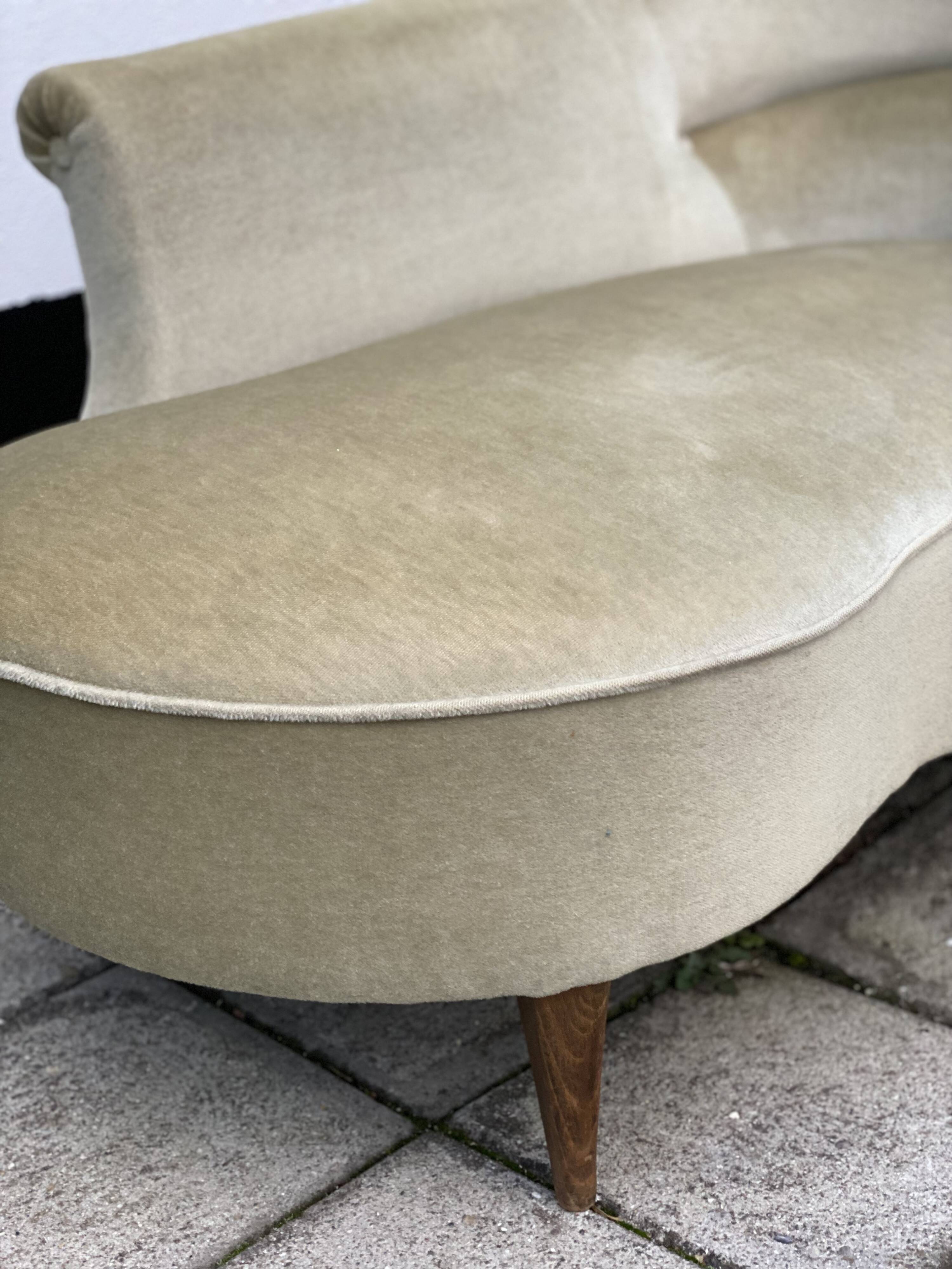 Méridienne vintage en velours vert