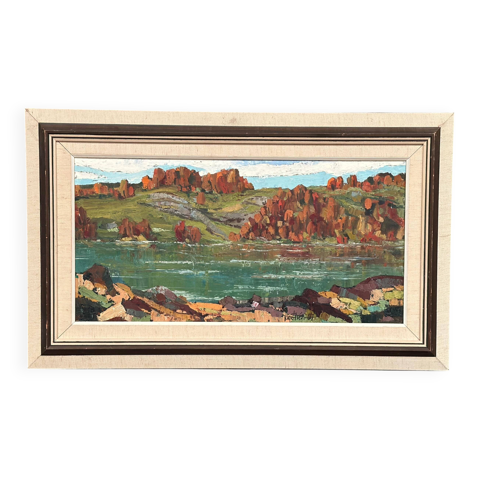 Swedish Oil On Canvas – “River View” By Tage Törngren