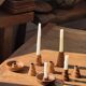 Circular teak monoxyle candle holder D12 H3