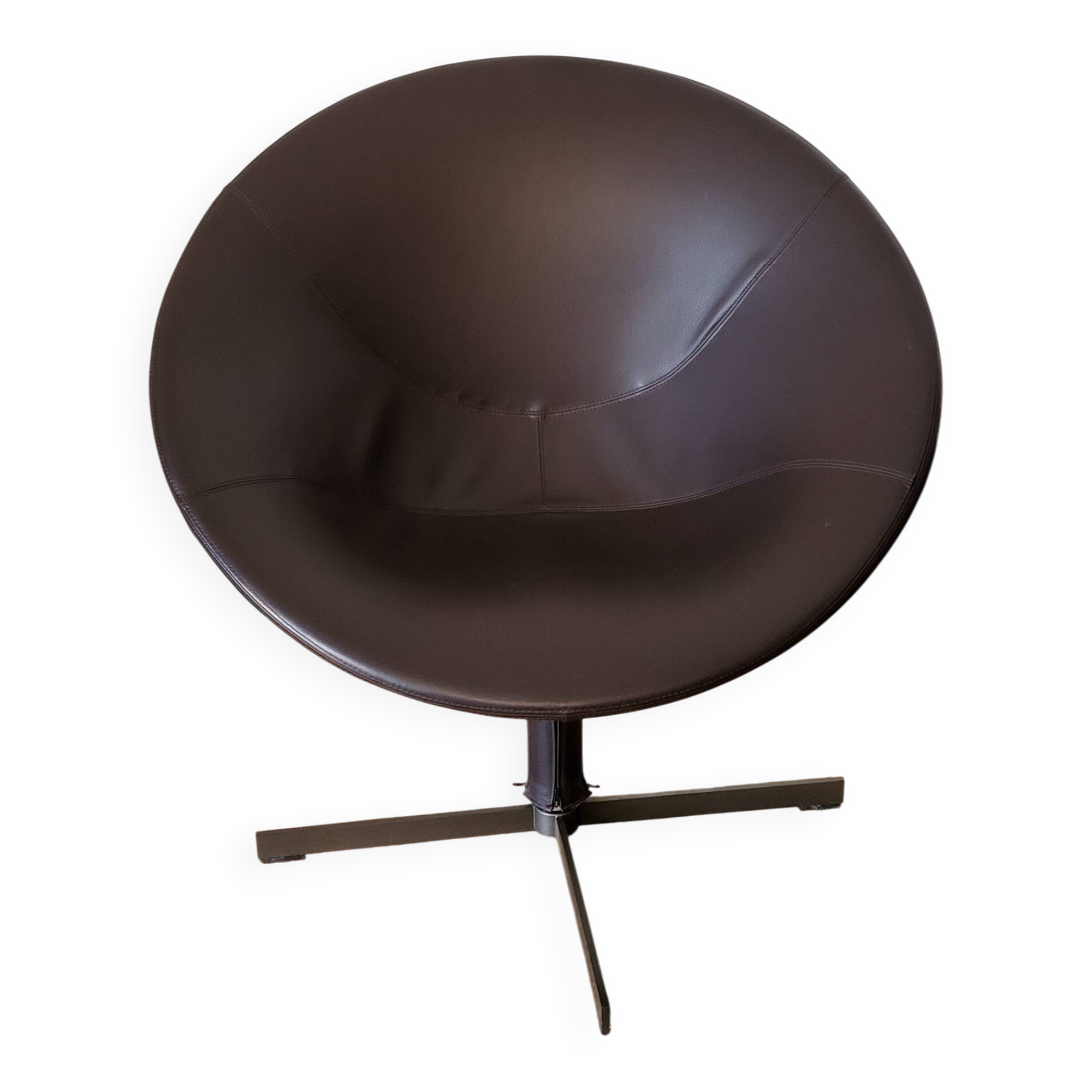 Christophe Pillet armchair by Zanotta in brown leather, modern Italy.