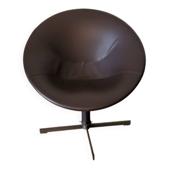 Christophe Pillet armchair by Zanotta in brown leather, modern Italy.