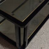 Large coffee table in metal, glass and mirror 1970