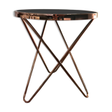 Round side table, copper-like feet