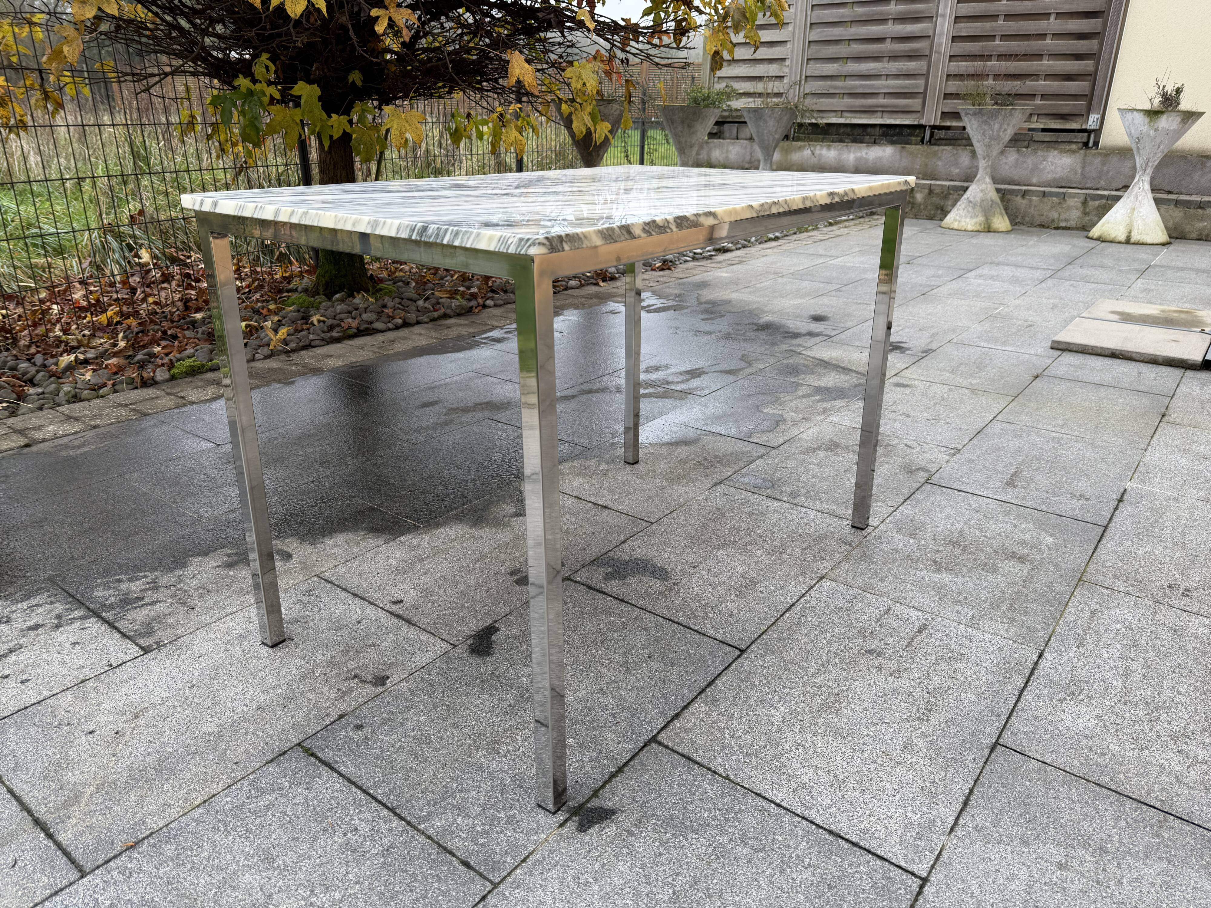 1970s chrome marble dining table