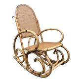 Fauteuil à bascule rotin et cannage