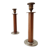 Pair of antique folk art candlesticks