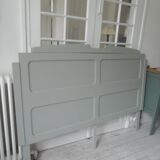Headboard for a 160 bed made with old elements, enhanced in verdigris.