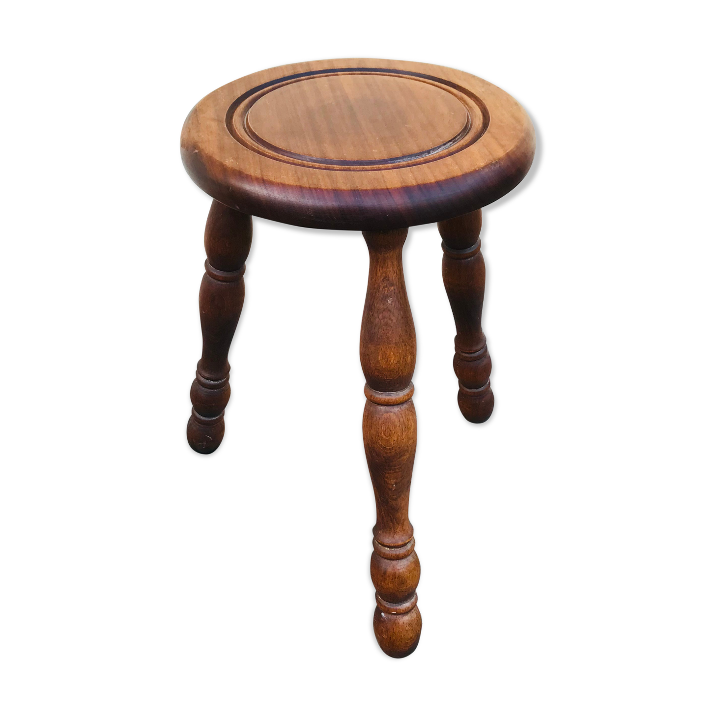 Vintage solid wood stool 1970