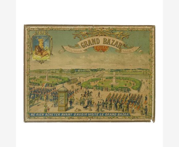 Ancien carton publicitaire grand bazar Tours de 1896 ancien calendrier