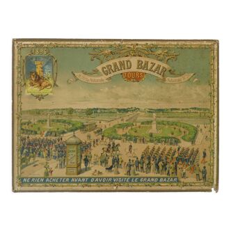 Ancien carton publicitaire grand bazar Tours de 1896 ancien calendrier