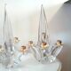 Pair of vintage Schneider crystal and brass candlesticks