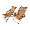 Pair of japanese bamboo steamer deck chairs early 20th century