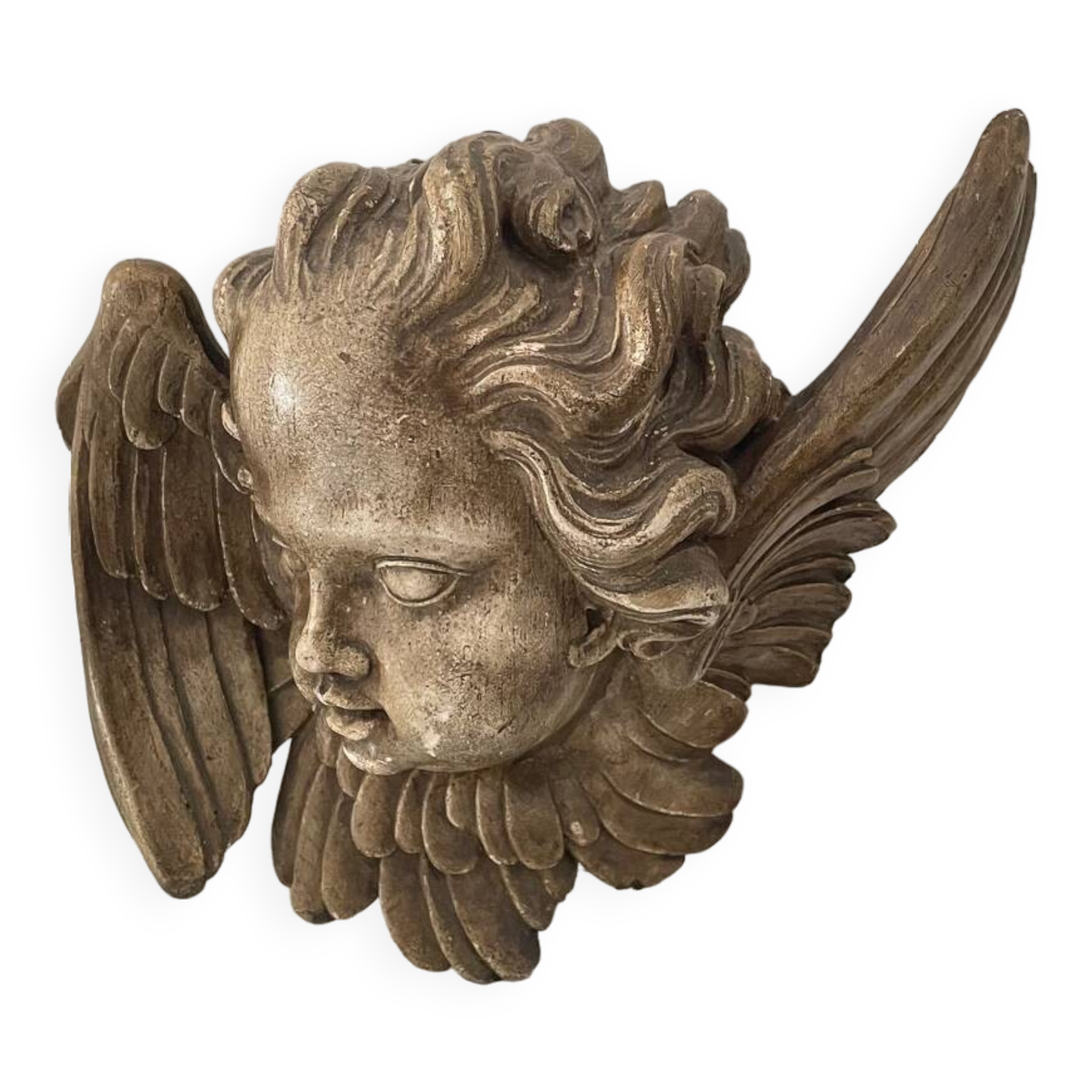 Old plaster angel head