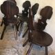 Set of 6 vintage brutalist solid wood chairs