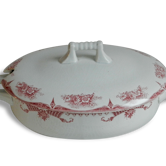 Old tureen Boch La Louvière model Lily pink flowers decor