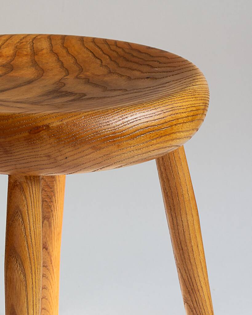 Tabouret de type berger en bois blond, Années 60