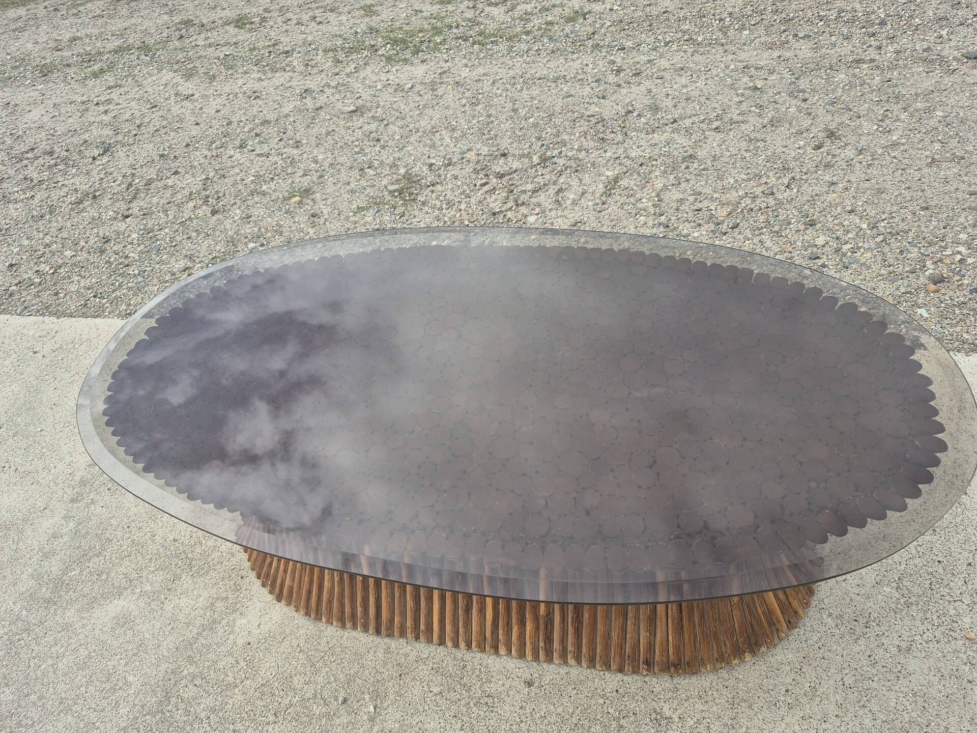 Sheaf of wheat bamboo coffee table glass top 1970s McGuire
