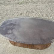 Sheaf of wheat bamboo coffee table glass top 1970s McGuire
