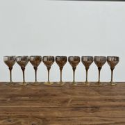 9 old glasses in silver metal and brass
