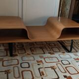 Curved wooden coffee table