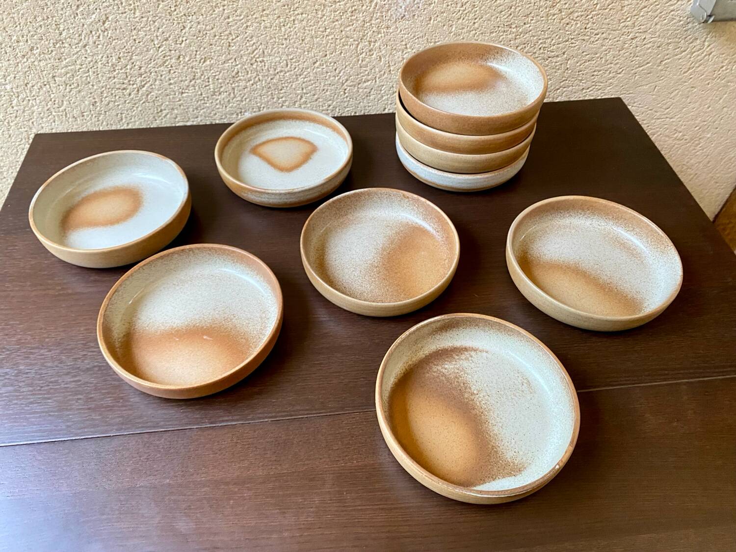 Serving dessert plates Grès France vintage 80s