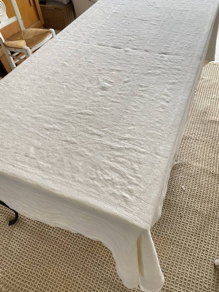 Antique damask tablecloth and its 10 napkins - 220x150 - Métis