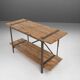 Industrial Side Table with Metal Frame and Wooden Top and Removable Platfor