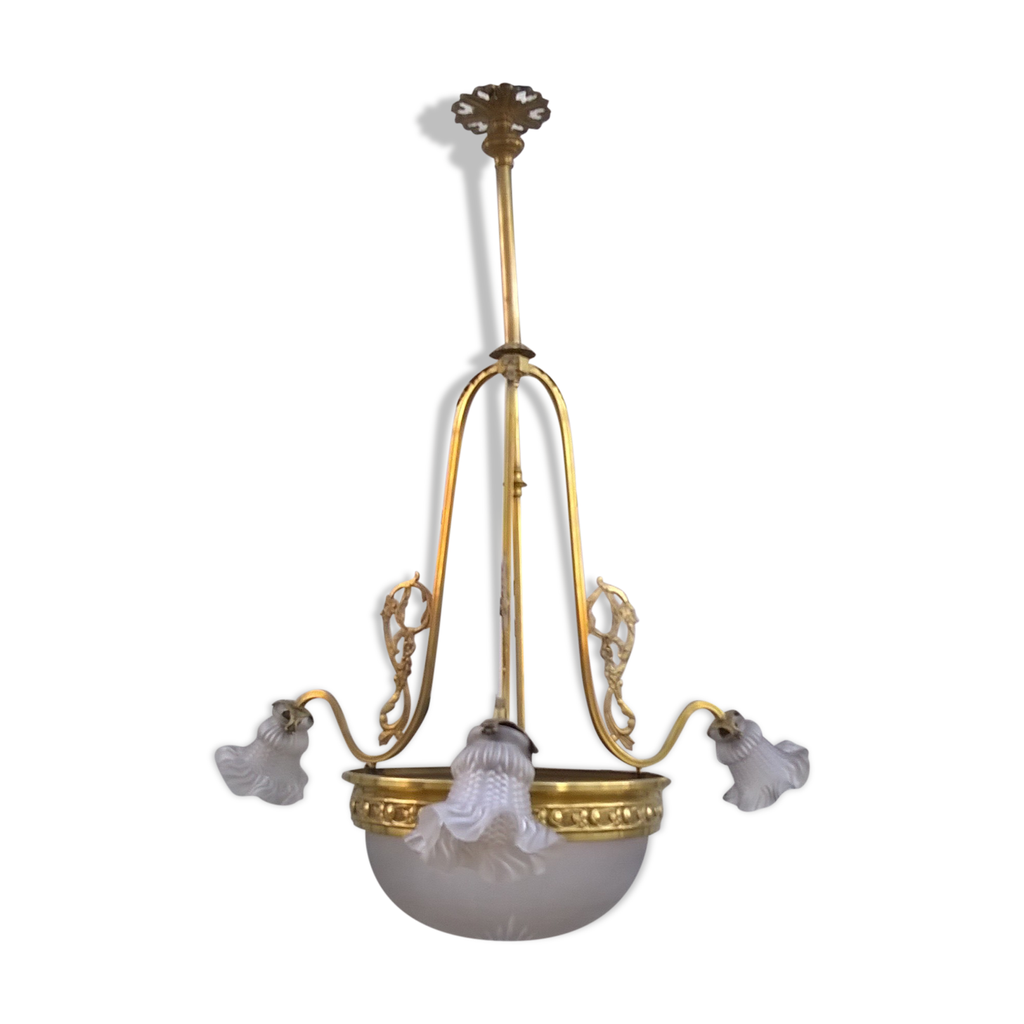 Brass Chandelier And Glass Paste Napoleon III