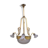 Lustre en laiton et pâte de verre Napoléon III
