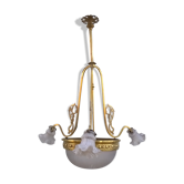 Lustre en laiton et pâte de verre Napoléon III