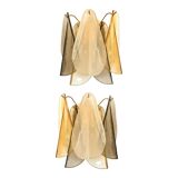 Contemporary Modern Multicolour Amber "Rondini" Murano Wall Sconces - Set of