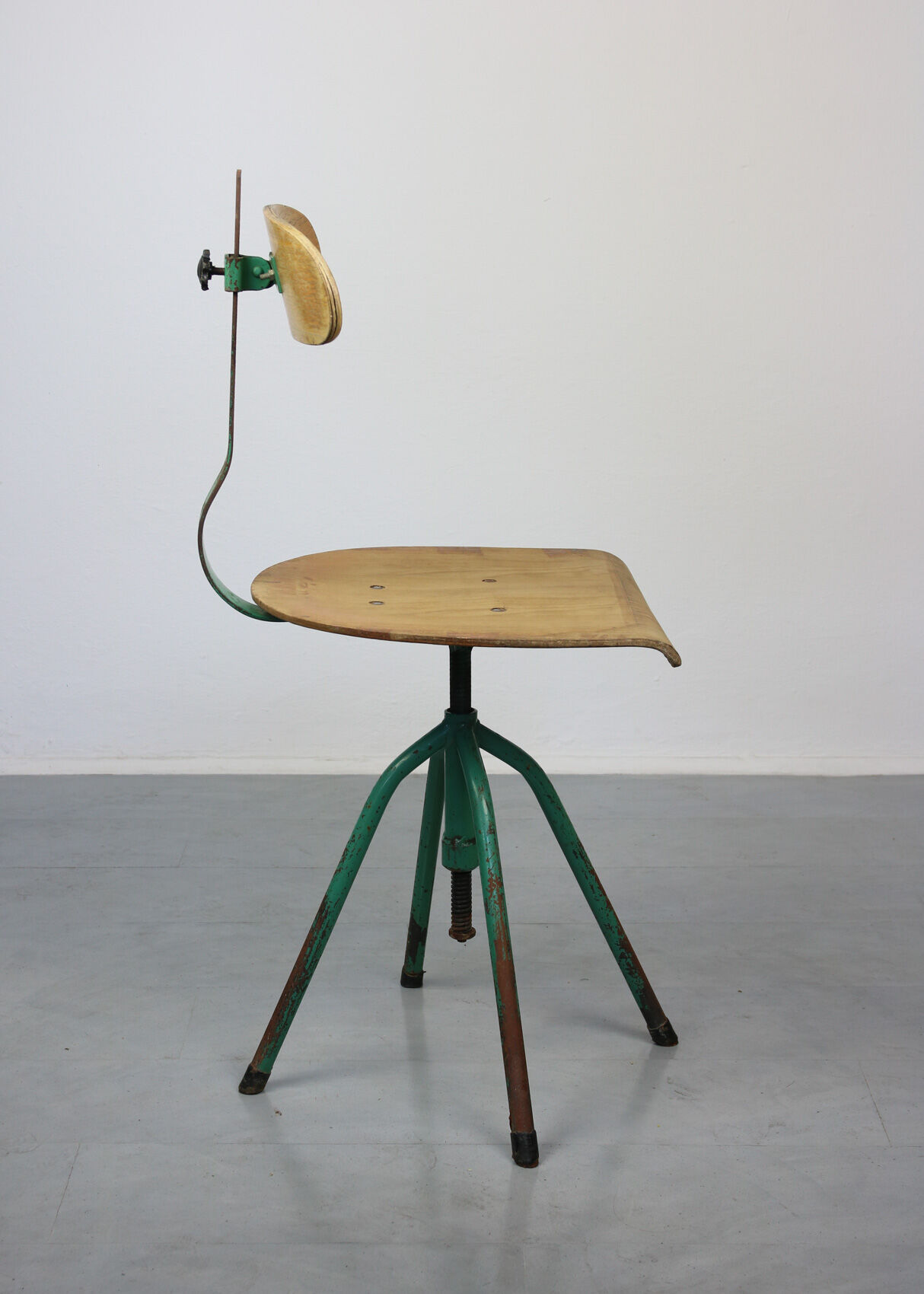 Set of 2 industrial mint green swivel chairs, 1960