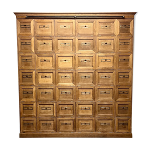 Meuble à clapet en chêne , minutier