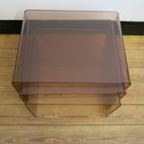 Trio of plexi nesting tables signed Michel Dumas