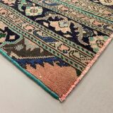 Distressed Turkish Rug 107x69 cm Vintage Shabby, Runner, Green, Brown Small