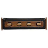 Mid-Century Scandinavian Teak and Leather Wall Coat Rack, 1960s