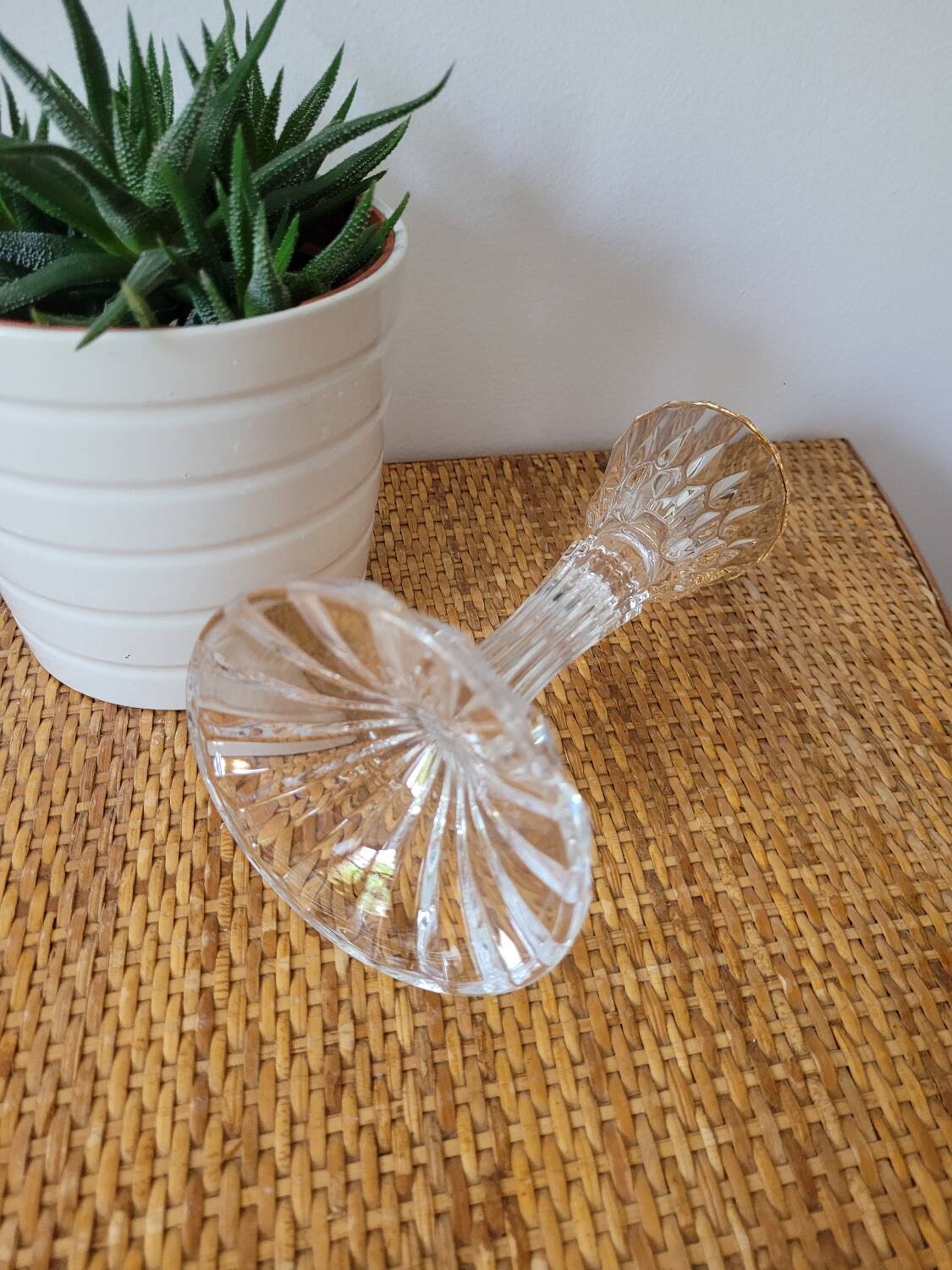 Crystal candlestick with golden rim