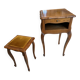 Gueridon set with gueridon and stool in solid oak in Louis XV style.