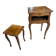 Gueridon set with gueridon and stool in solid oak in Louis XV style.