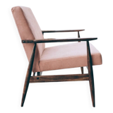 Vintage armchair corduroy flaming pink 1970 design by H.Lis