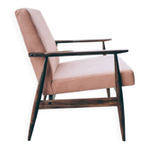 Vintage armchair corduroy flaming pink 1970 design by H.Lis