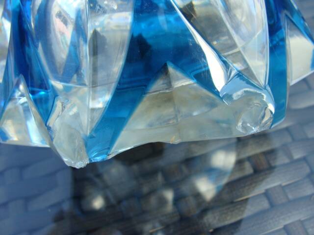 Large blue crystal vase