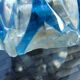 Large blue crystal vase