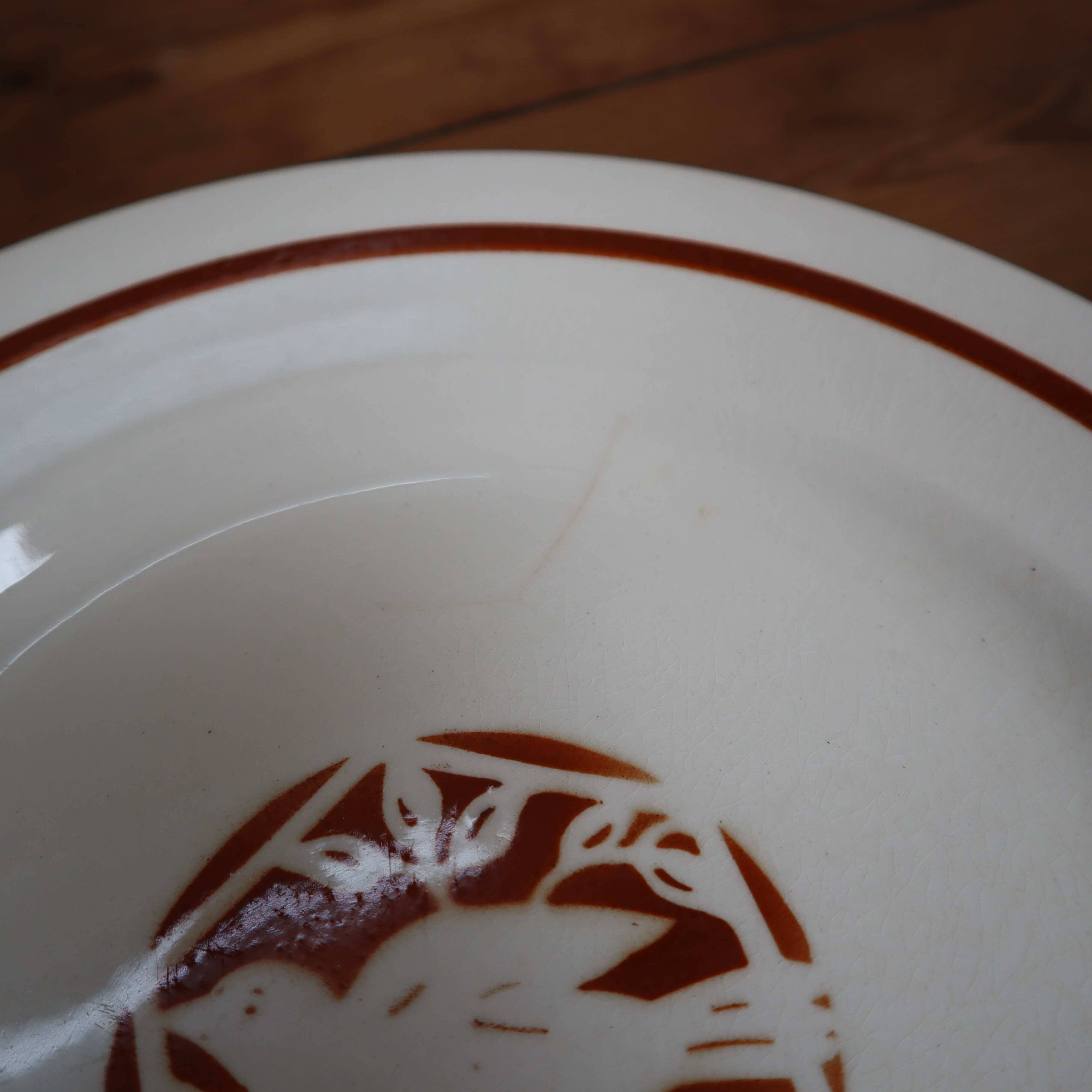 Set of 9 flat iron earth plates Salins "Colibri" France