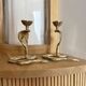 Pair of vintage brass snake candlesticks
