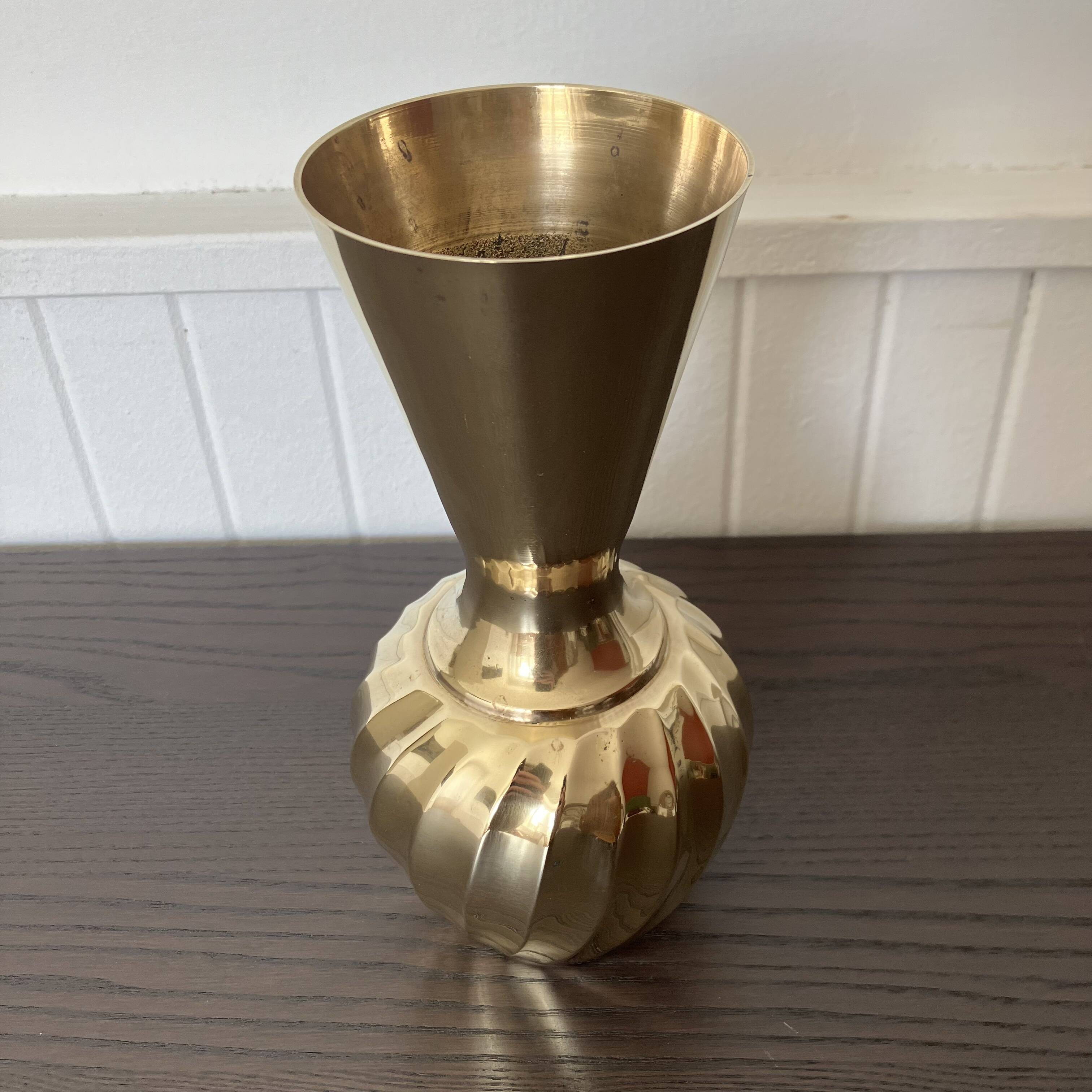 Indian brass swirl vase