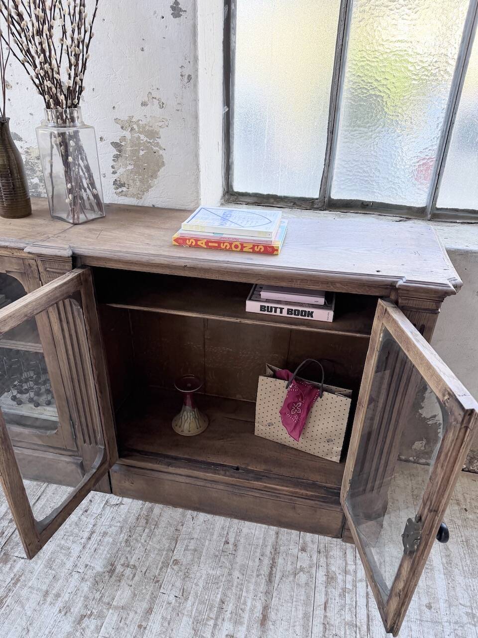 Enfilade display cabinet, solid oak, 1920.